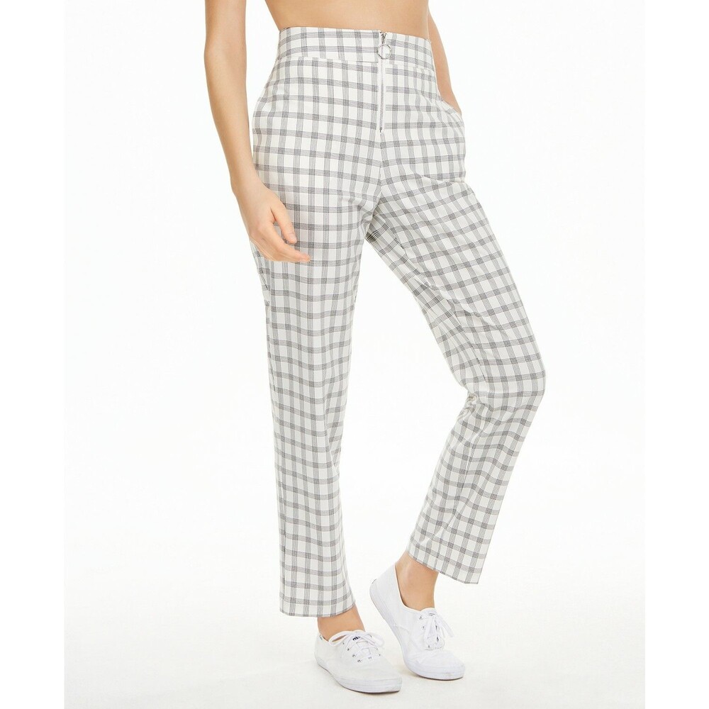 Danielle Bernstein Pants Womens 8 Ivory Black Straight Leg WeWoreWhat Zip-Up New